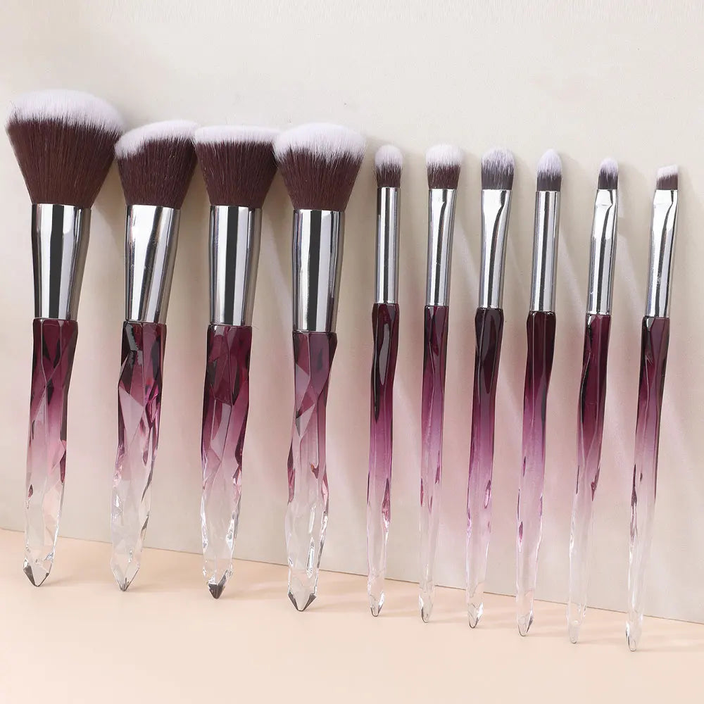 Crystal Handle Makeup Brush Set – 10pcs Professional Kit Vervelle