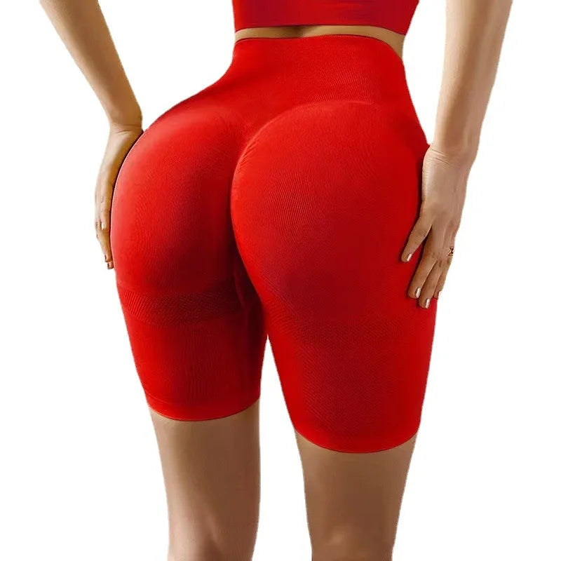 High Waist Sports Women Shorts Seamless Knit Shorts Sexy Hip Liftting Gym Running Cycling Stretchy