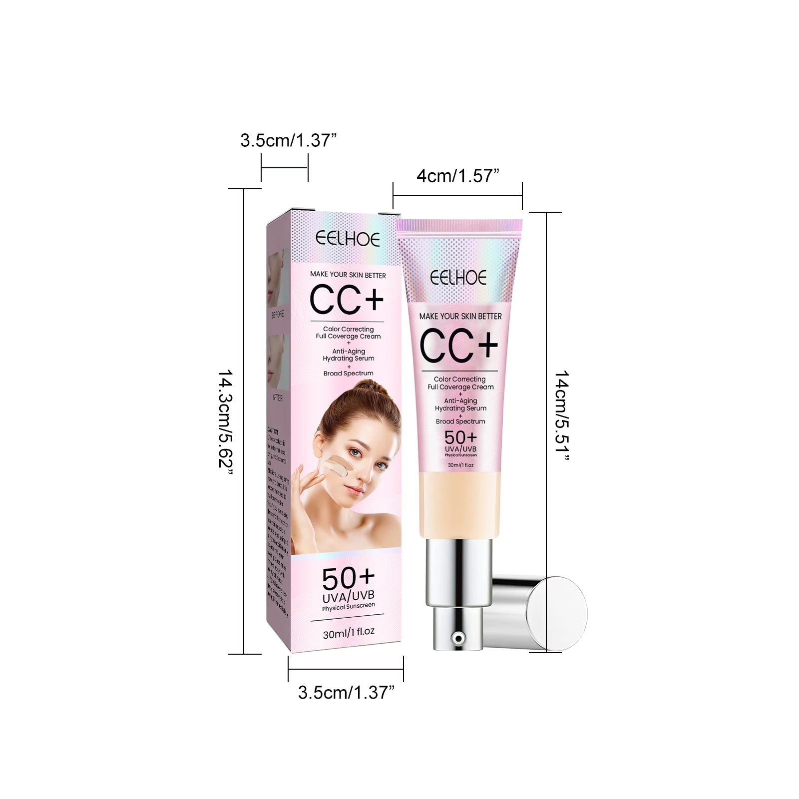 1/2/3pcs CC Cream Foundation Waterproof Brighten Moisturizing Foundation Concealer Oil-Control
