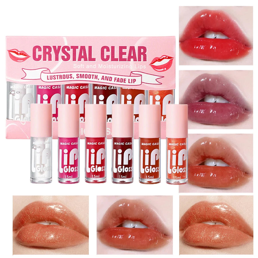 6Pcs Transparent Lip Gloss Set
