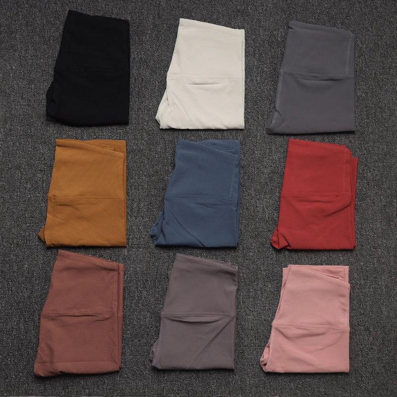 SOISOU Rib Fabric Women's Shorts High Waist Cycling Shorts Women Gym Running Yoga Shorts Tight Fitness