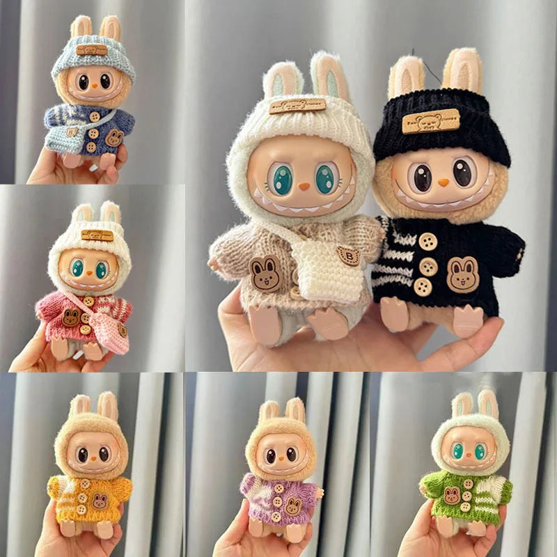Labubu Sitting Party Series I & II – Bunny Sweater Outfit for Mini Plush Dolls Vervelle