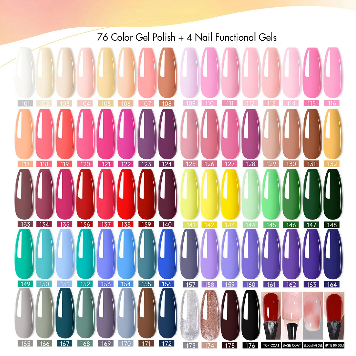RISYAL Multicolor 176 Colors Nail Gel Polish Set Solid Color 2025 New Hot Sale Nail Art