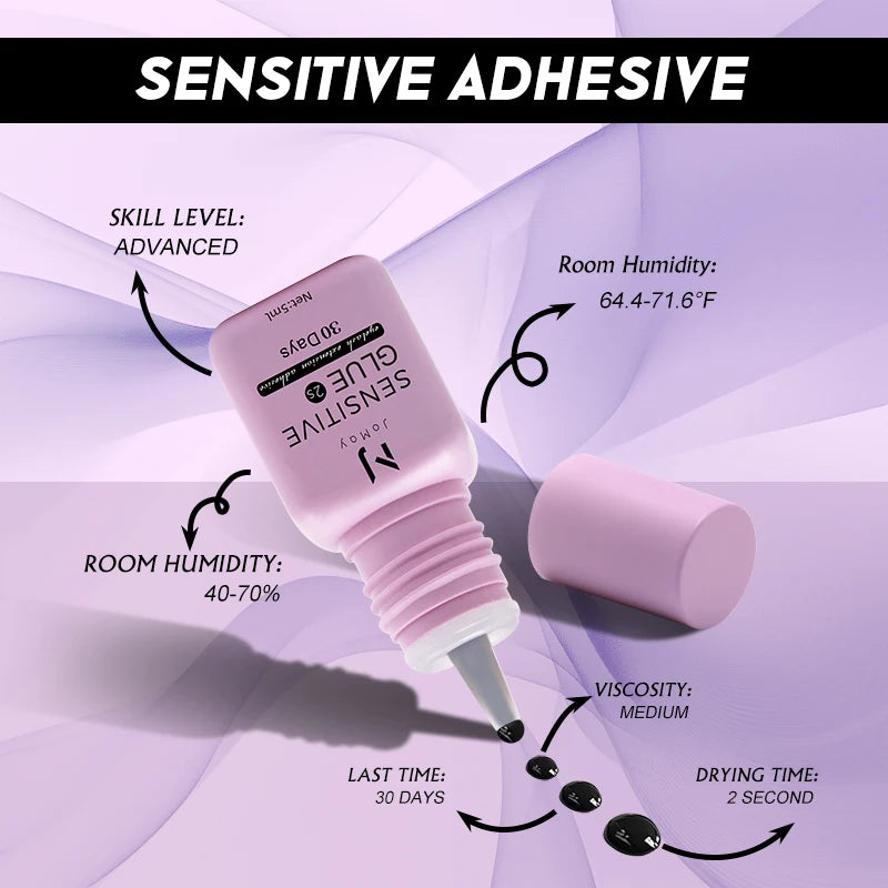 JOMAY Black/Clear Eyelash Extension Glue 0.3-2s Fast Dry Sensitive