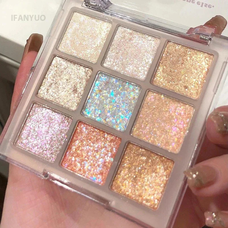 9Colors Glitter Eyeshadow Palette Earth Color Pearlescent Eye Shadow Shimmer
