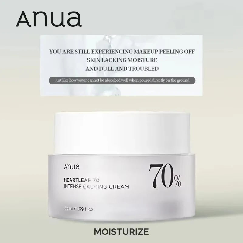 ANUA Heartleaf 70 Intense Calming Cream with Ceramide Whitening Cream Moisturizing Facial Cream 50ml Korean Skin care Product