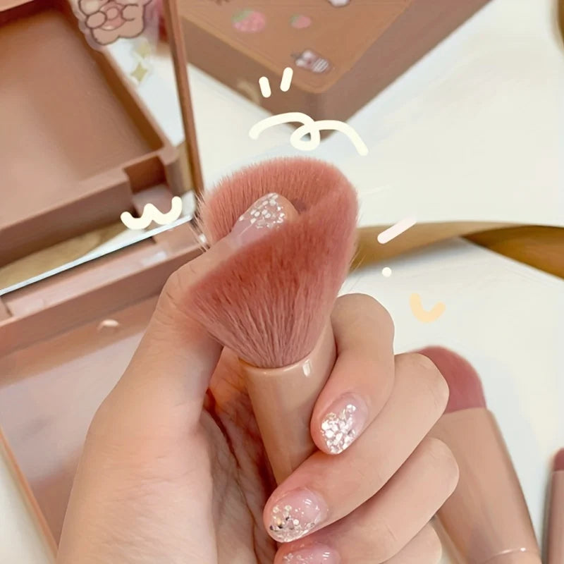 5Pcs Portable Travel Makeup Brush Set with Mirror Kit Vervelle