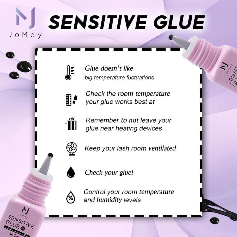 JOMAY Black/Clear Eyelash Extension Glue 0.3-2s Fast Dry Sensitive