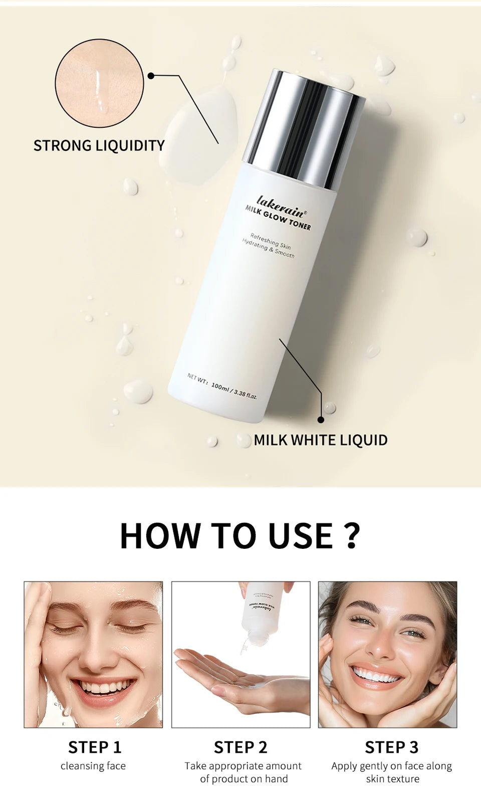 Milk Glow Toner Brightening Moisturizing Skin Care Vervelle