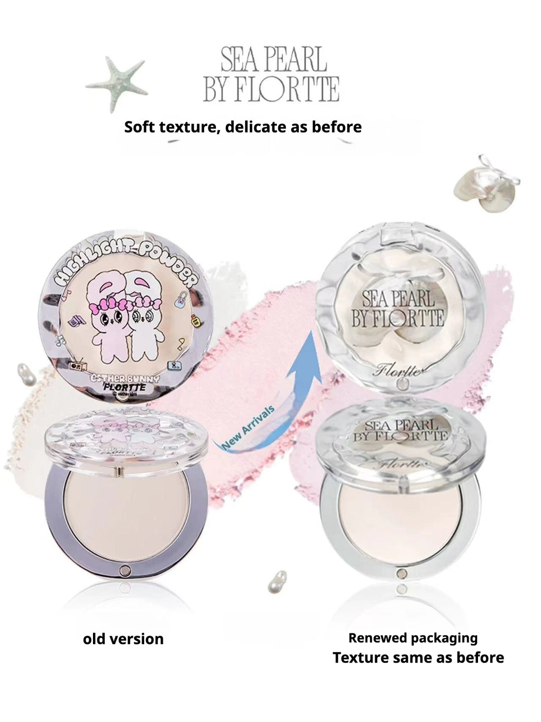 FLORTTE BUNNY Single Highlight Powder Facial Highgloss Natural Brightening