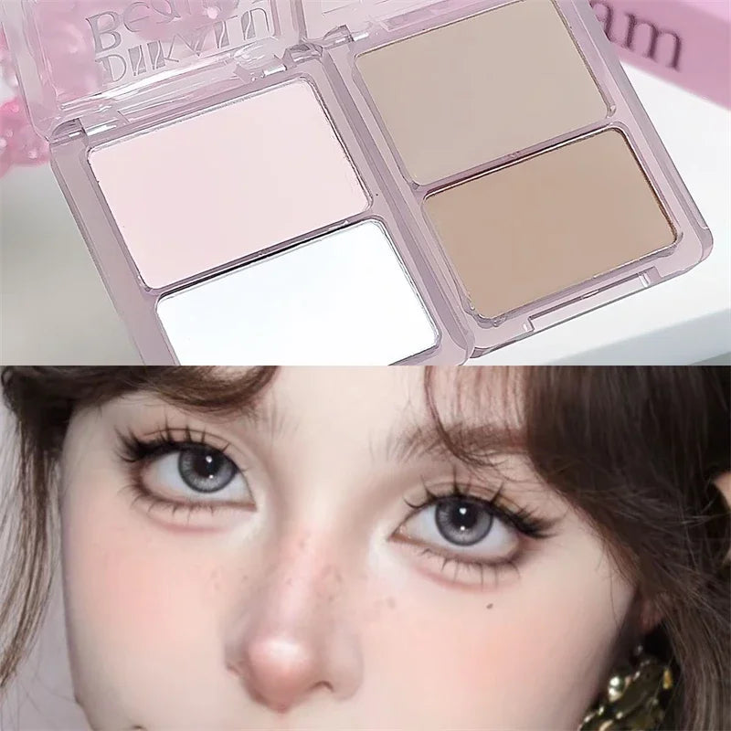 Two-tone Highlight Contour Palette Matte White Highlighter Grey Brown Nose Shadow