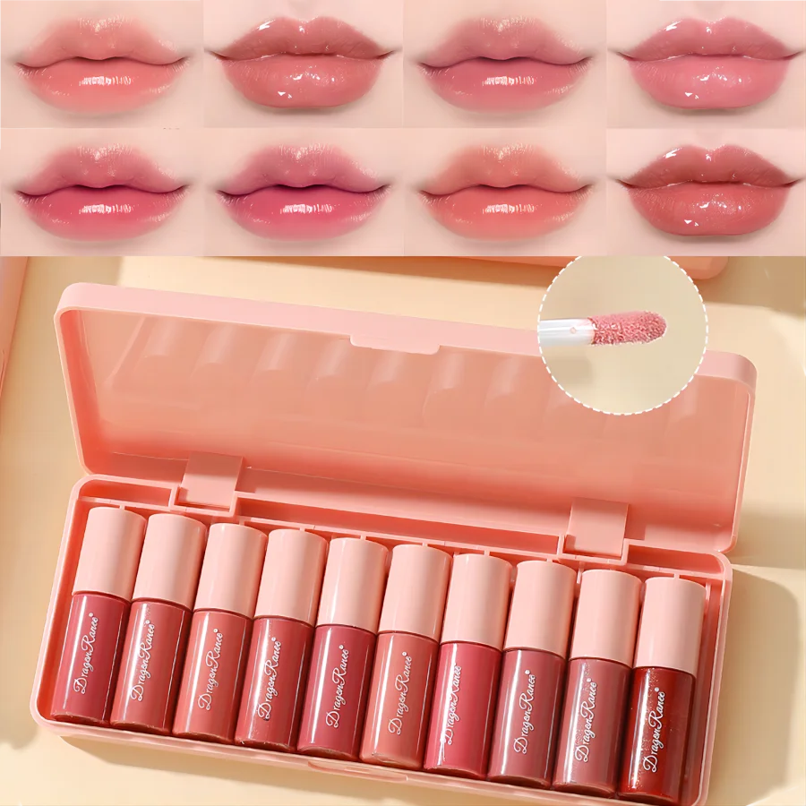 set Shimmering Lip Glosses, Easy to Apply, Lip Glaze, Lipstick, Non-Stick Cup, Non-Fading