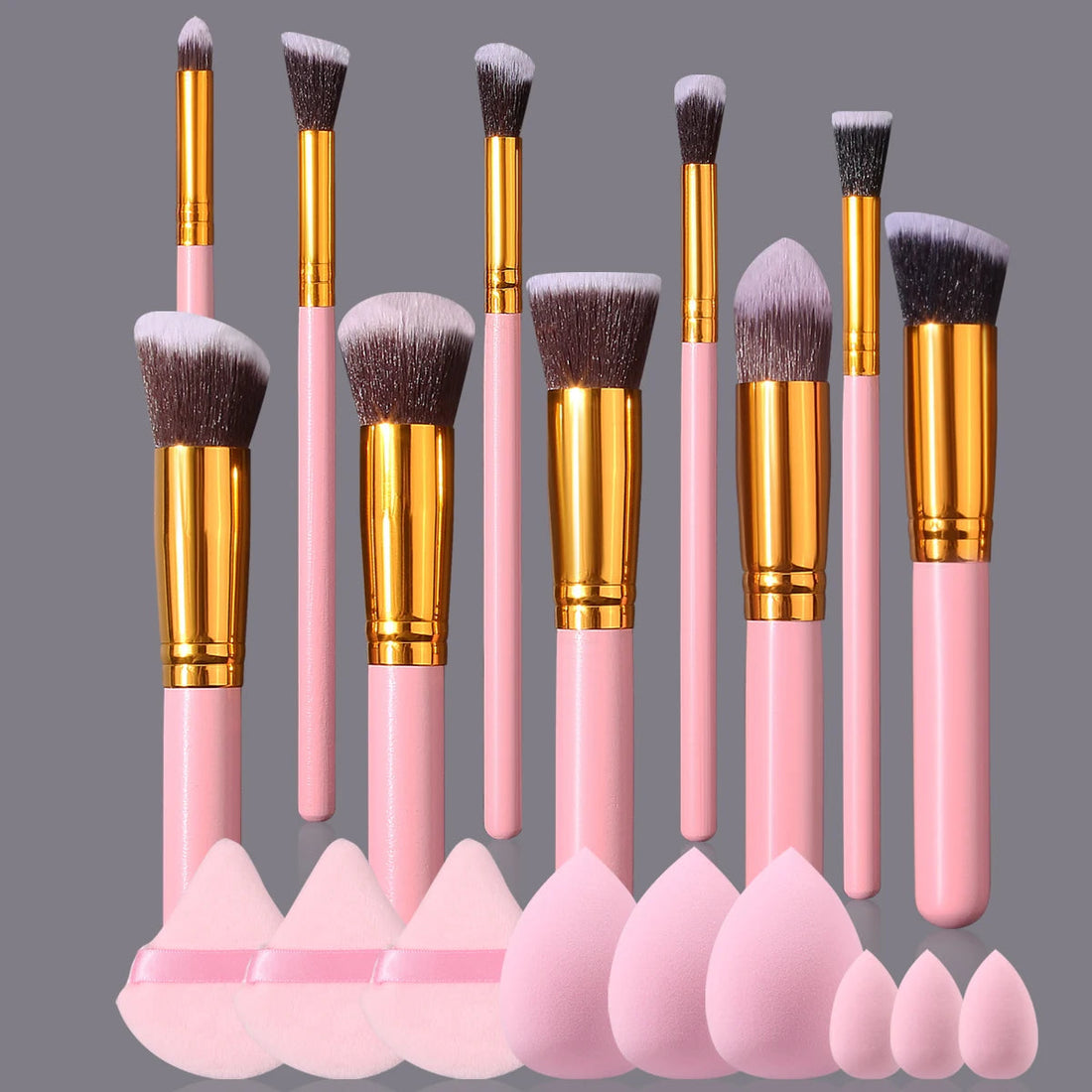 19-Piece Pink Makeup Brush & Beauty Tool Set Vervelle