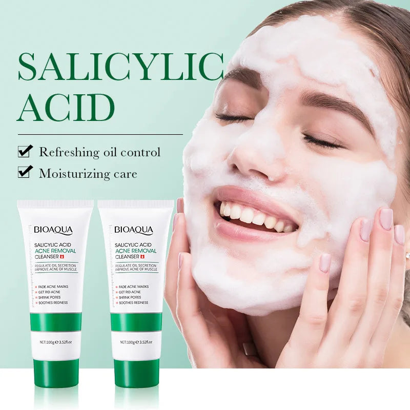 1/2pcs Salicylic Acid Facial Cleanser Acne Treatment Moisturizing Oil Control skincare Face Wash