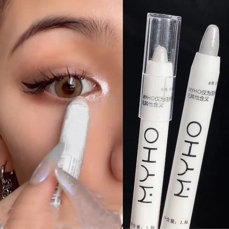 Glitter Highlighter Pen Waterproof Pearlescent Matte White Sliver Facial Makeup