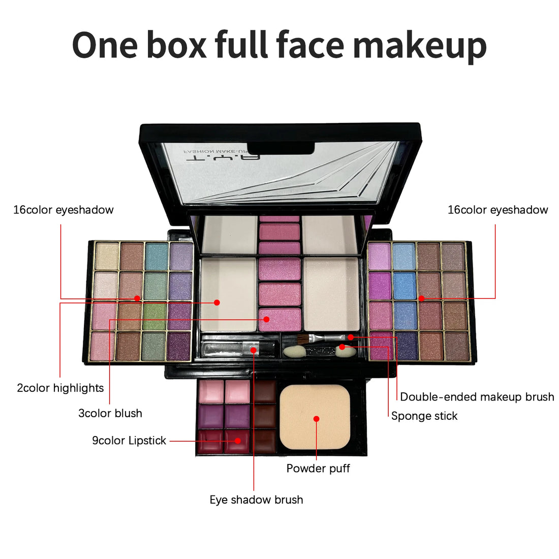 TYA Makeup Set: 46 Colors Eyeshadow, Lip Gloss & Blush Set