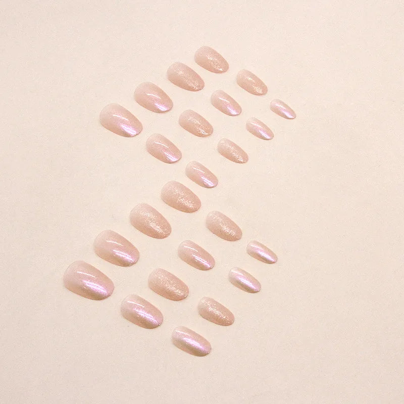 24pcs Short Oval Gradient Press-On Fake Nails Set