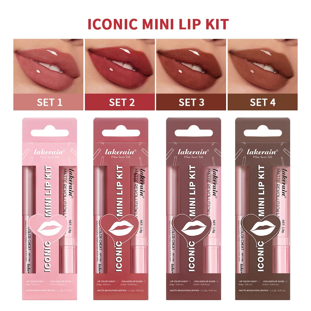 Lip Combo Set – Matte Lipstick, Liner & Gloss
