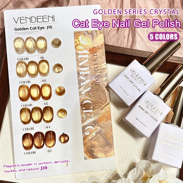 Vendeeni 5 Colors/set Pure Golden Crystal Cat Eye Gel Nail Polish UV LED Transparent