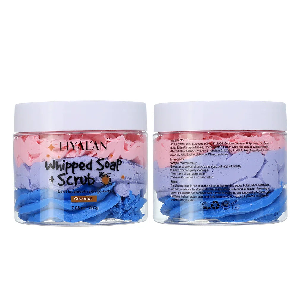 Whipped Soap Bath Cleansing Exfoliating Body Wash Moisturizing Smooth Skin Rainbow Scrub Soften Shave Vegan Handmade Shower Soap