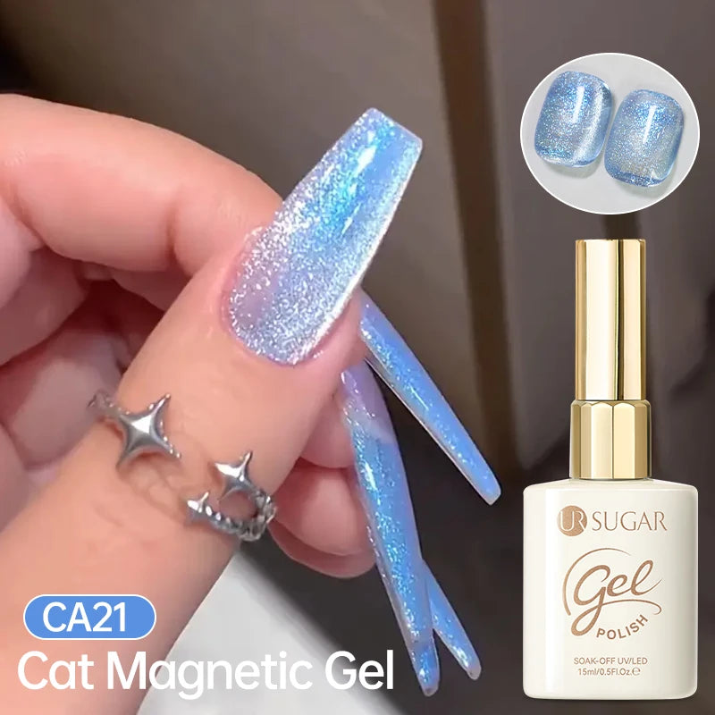 UR SUGAR 15ml Jelly Pink Cat Magnetic Gel Nail Polish Glitter ICE Soak Off Ceramic UV Gel