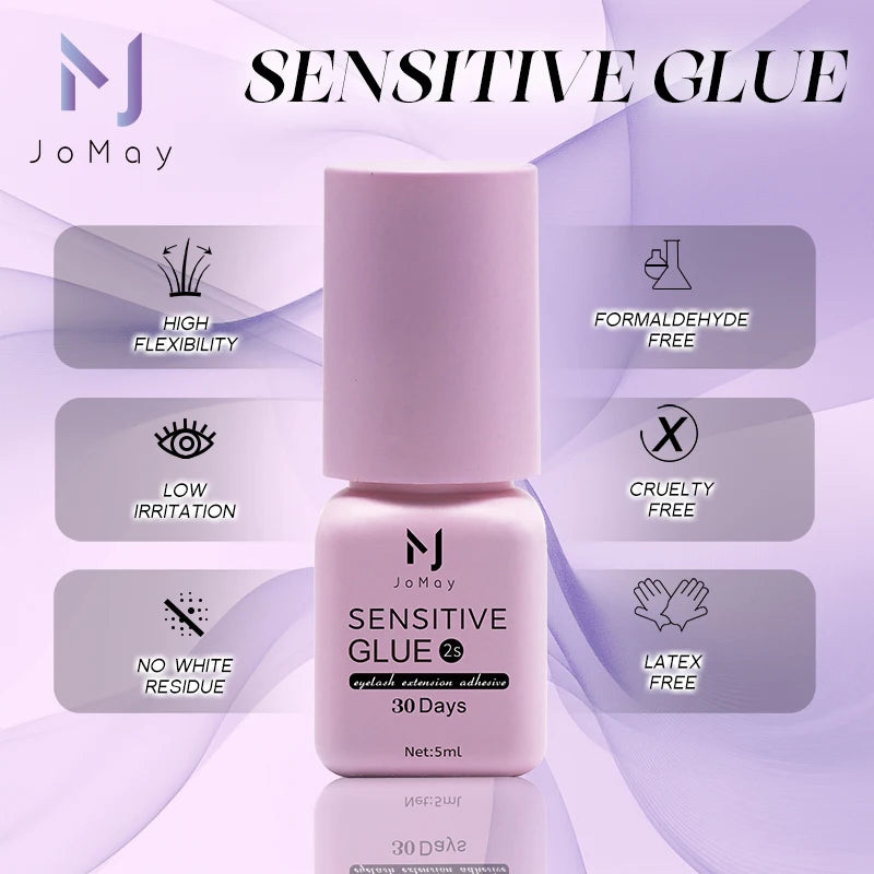JOMAY Black/Clear Eyelash Extension Glue 0.3-2s Fast Dry Sensitive