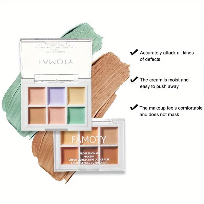 6 Colors Full Coverage Concealer Palette Multicolor High Cover waterproof