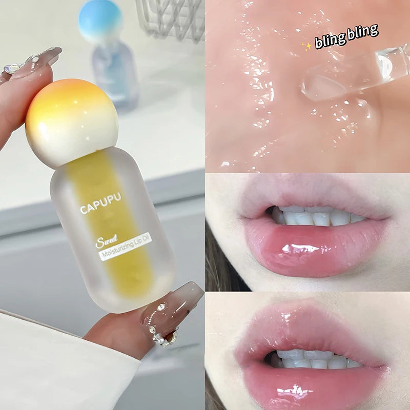 Peach Water Light Lip Gloss Hydrating Transparent Glass Fruit Crystal Jelly Lip Oil Plumping