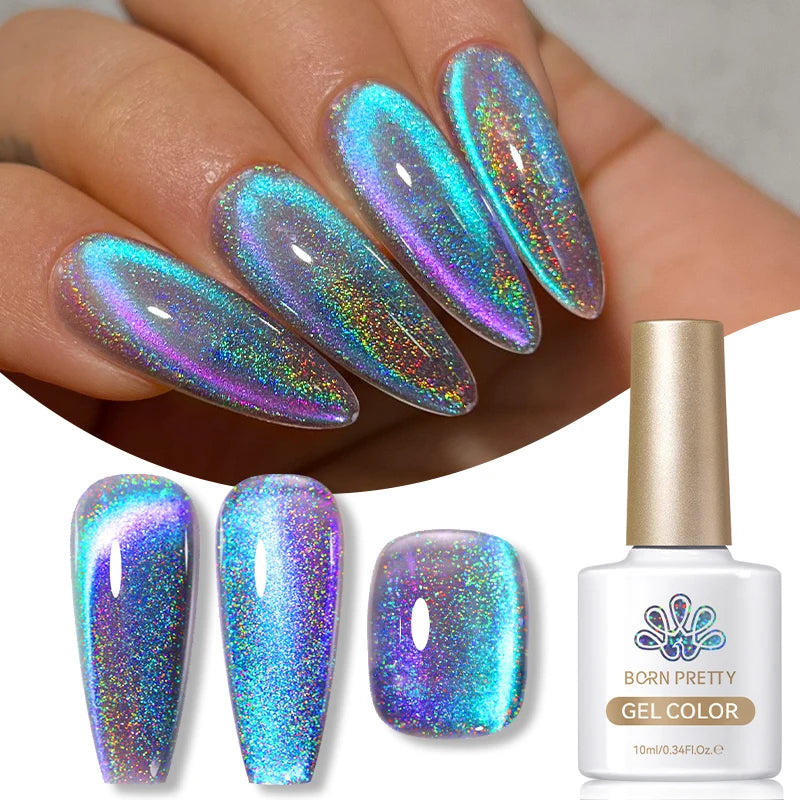 Blue Glitter 10ml Holographic Cat Magnetic UV Gel
