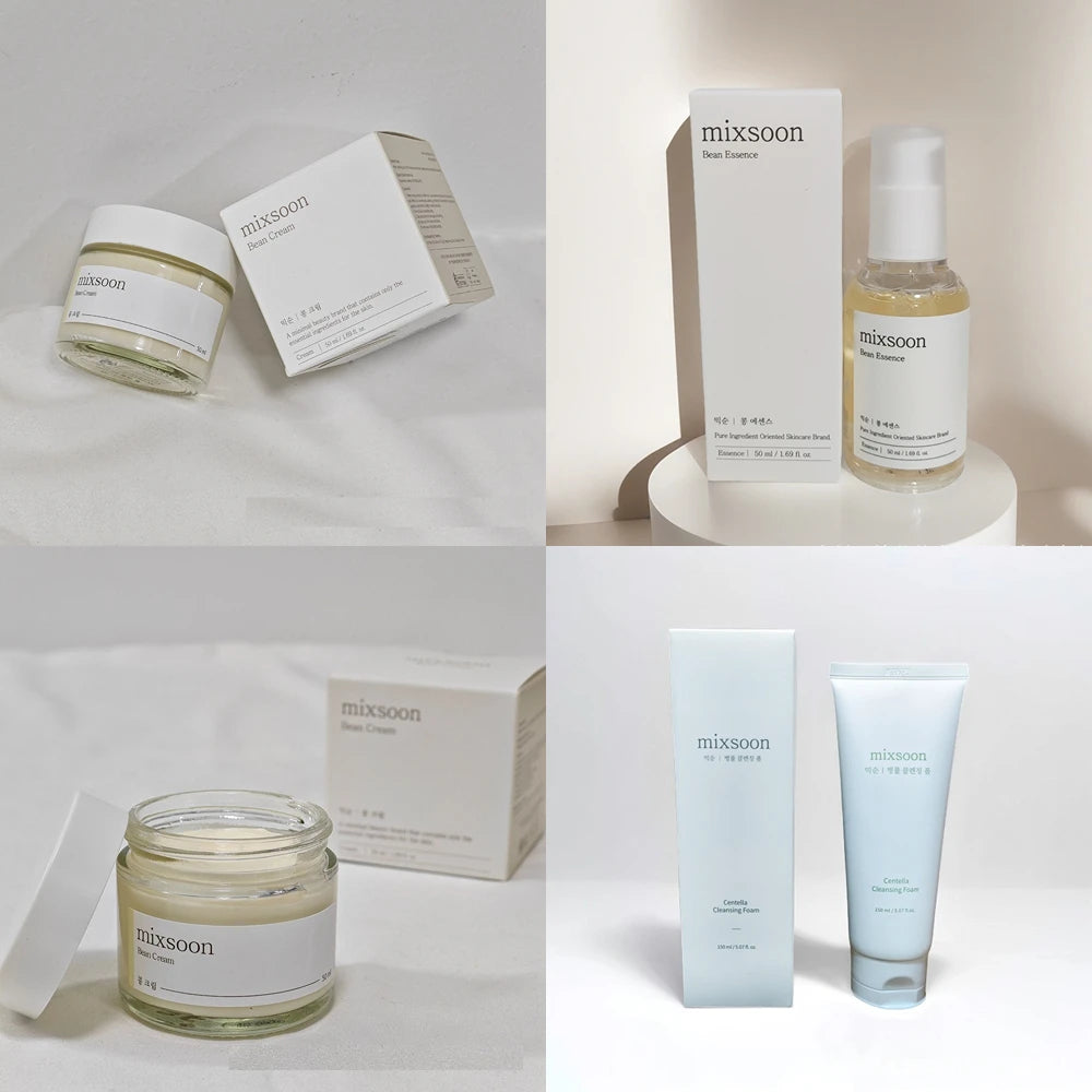 Korean Mixsoon Skin Care - Soybean Essence, Centella Asiatica Facial Cleanser, Soy Fermented Cream, Exfoliating, Repair Damage