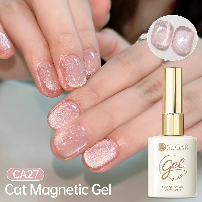UR SUGAR 15ml Jelly Pink Cat Magnetic Gel Nail Polish Glitter ICE Soak Off Ceramic UV Gel