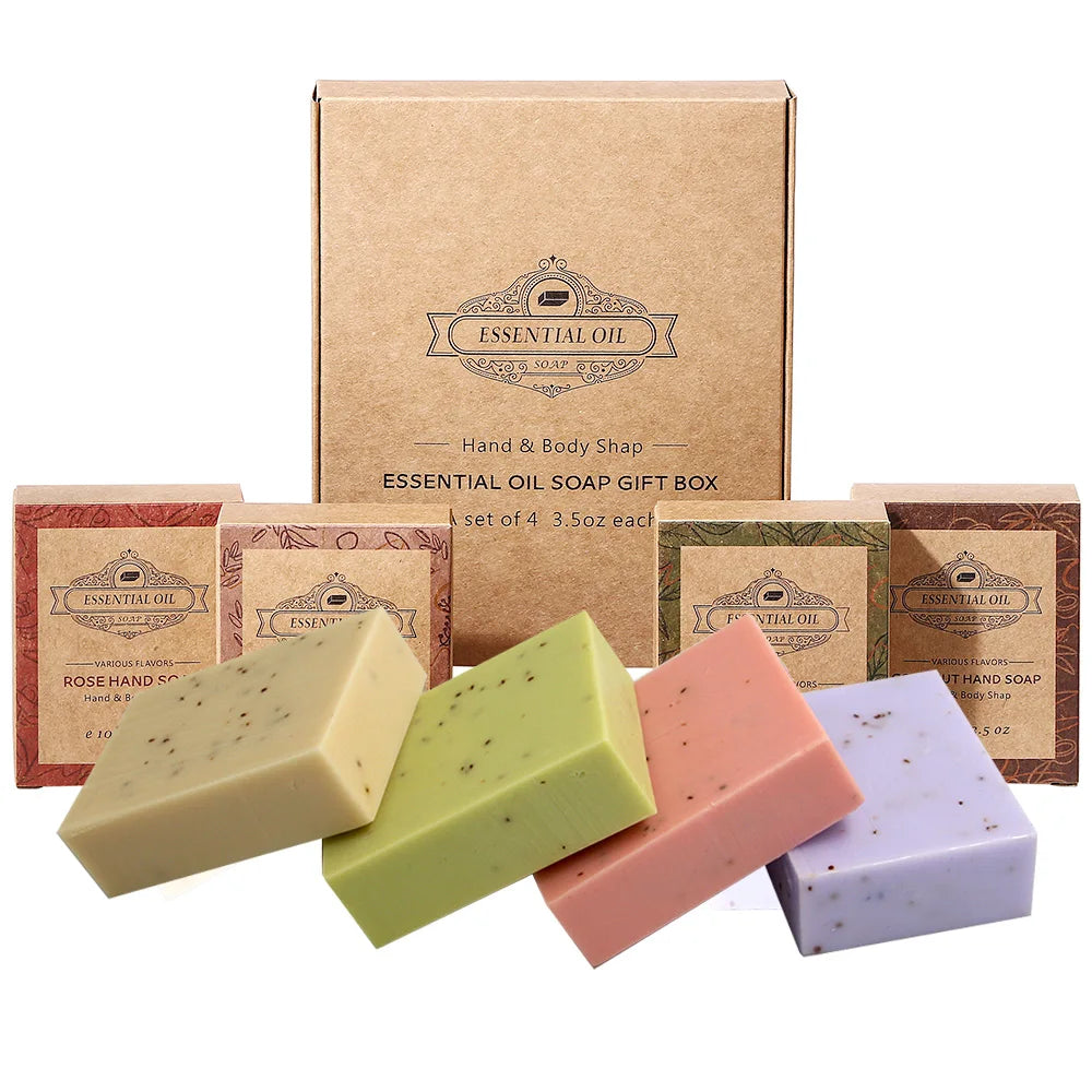 4-Pack Lavender & Essential Oil Soap – Gift & Travel Set