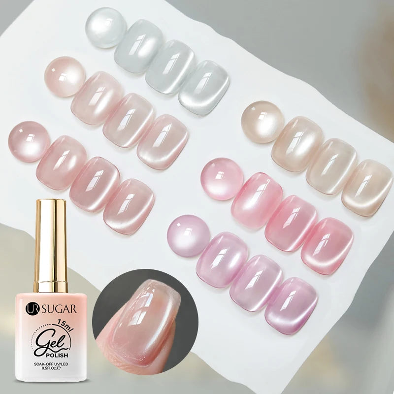 UR SUGAR 15ml Water Light Cat Magnetic Gel Nail Polish Champagne Crystal