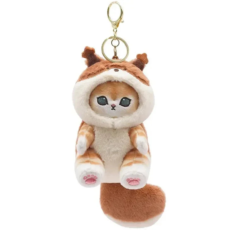 Kawaii Keychain Pendant Cartoon Mofusand Shark Cat Cross-Dressing doll Backpack Decor Toys
