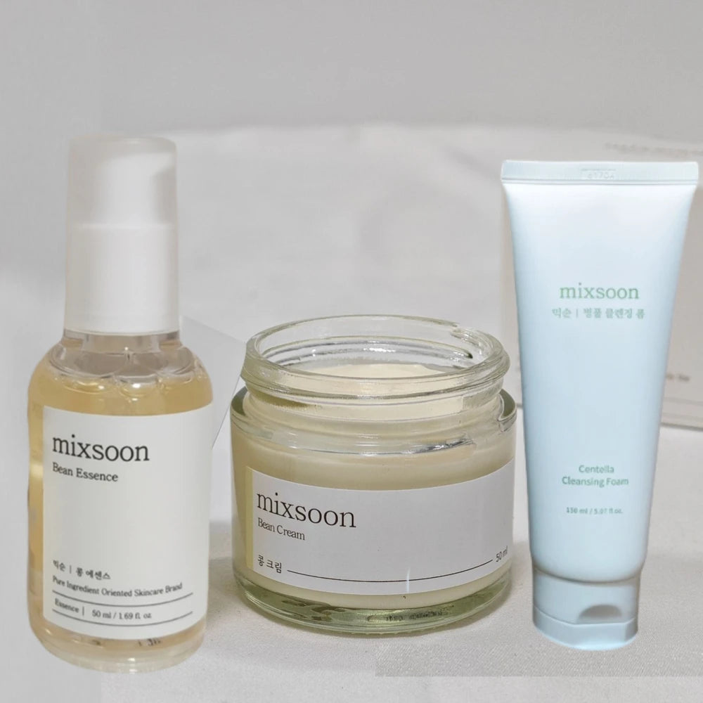 Korean Mixsoon Skin Care - Soybean Essence, Centella Asiatica Facial Cleanser, Soy Fermented Cream, Exfoliating, Repair Damage