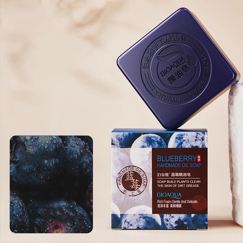 Luxurious Bamboo Charcoal Blueberry Lavender Handmade Soap Collection for Deep Cleansing