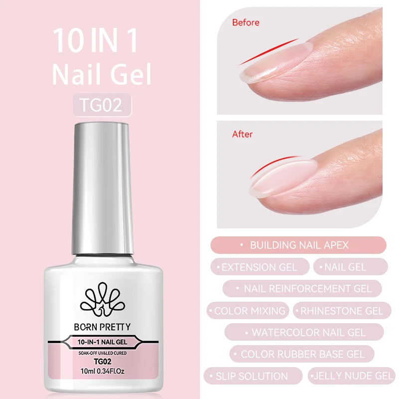 BORN PRETTY Jelly Nude Gel Nail Polish 10ml Light Pink