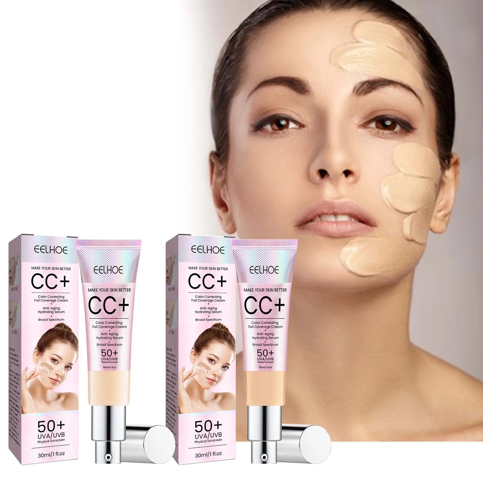 1/2/3pcs CC Cream Foundation Waterproof Brighten Moisturizing Foundation Concealer Oil-Control