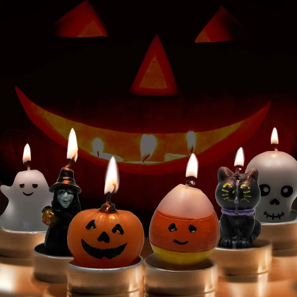 GiftExpress 12 Halloween Tealight Candles – 6 Fun Styles