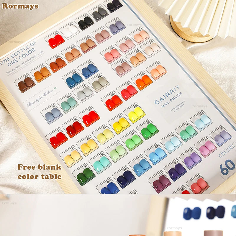 Rormays 60PCS Gel Nail Polish Neon Brown Royal Blue Red Green Pastal Nude Nail Art Varnish Gel