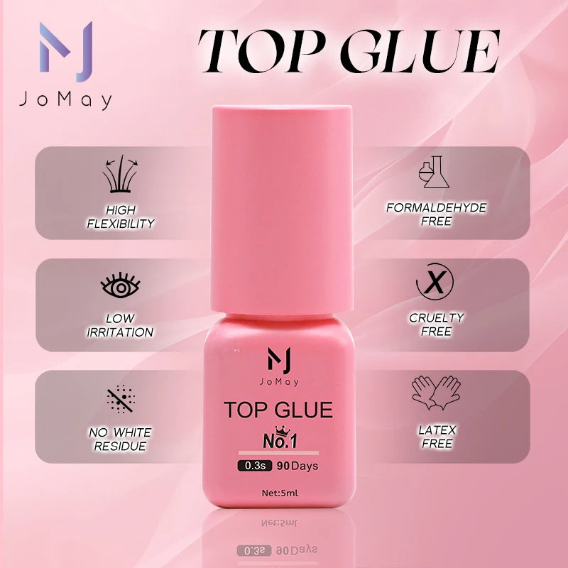 JOMAY Black/Clear Eyelash Extension Glue 0.3-2s Fast Dry Sensitive