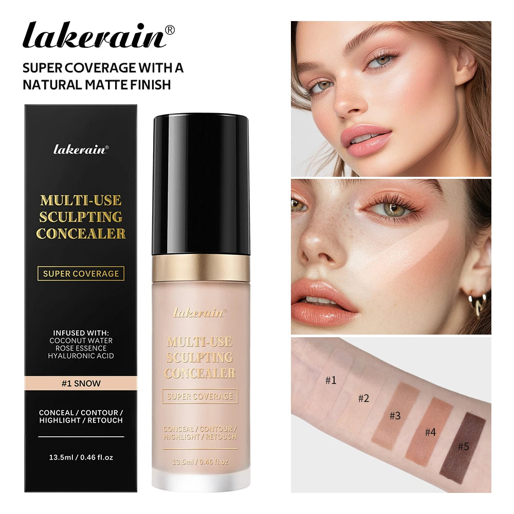 Lakerain 5-Color Liquid Concealer for Dark Circles & Brightening