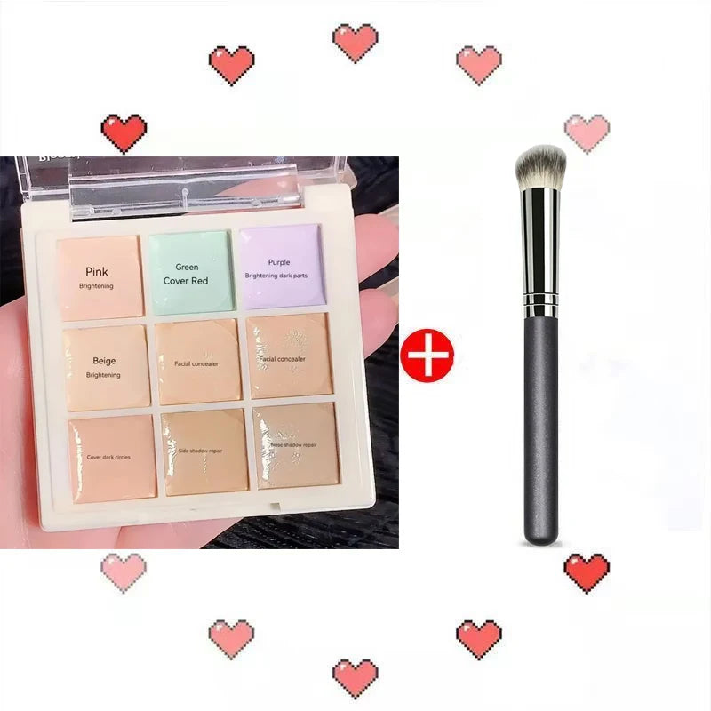 9-Color Waterproof Concealer Palette for Dark Circles