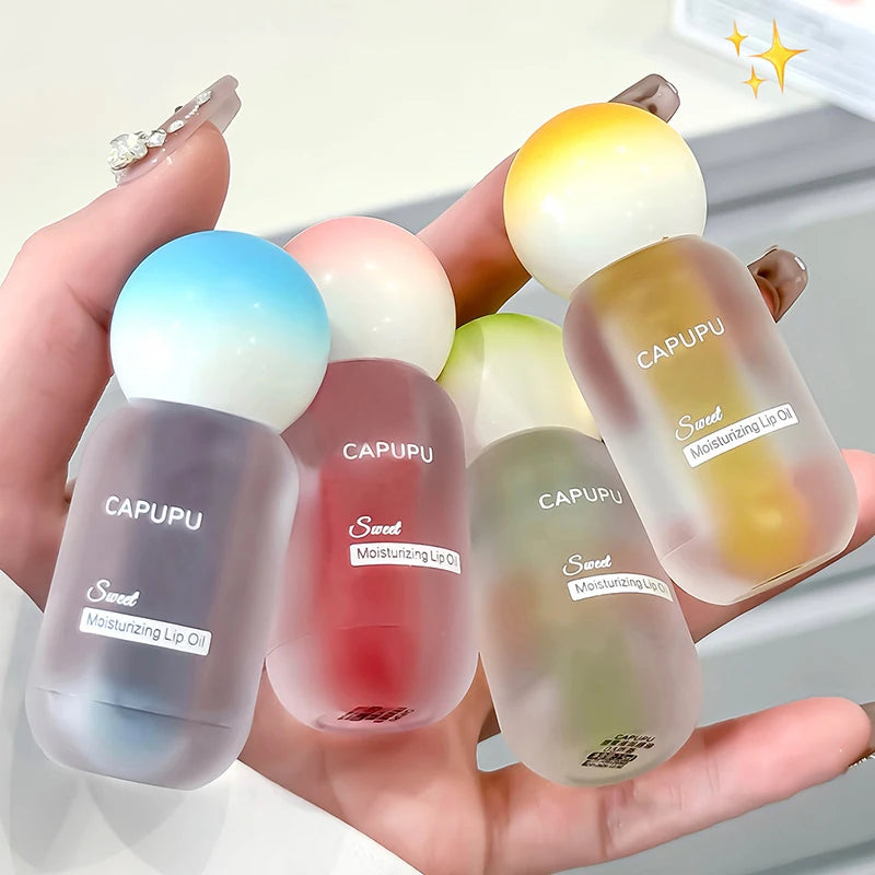 Peach Water Light Lip Gloss Hydrating Transparent Glass Fruit Crystal Jelly Lip Oil Plumping