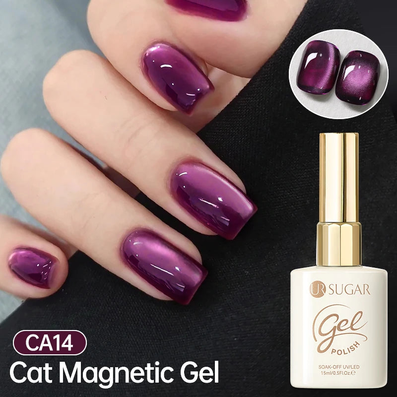 UR SUGAR 15ml Jelly Pink Cat Magnetic Gel Nail Polish Glitter ICE Soak Off Ceramic UV Gel