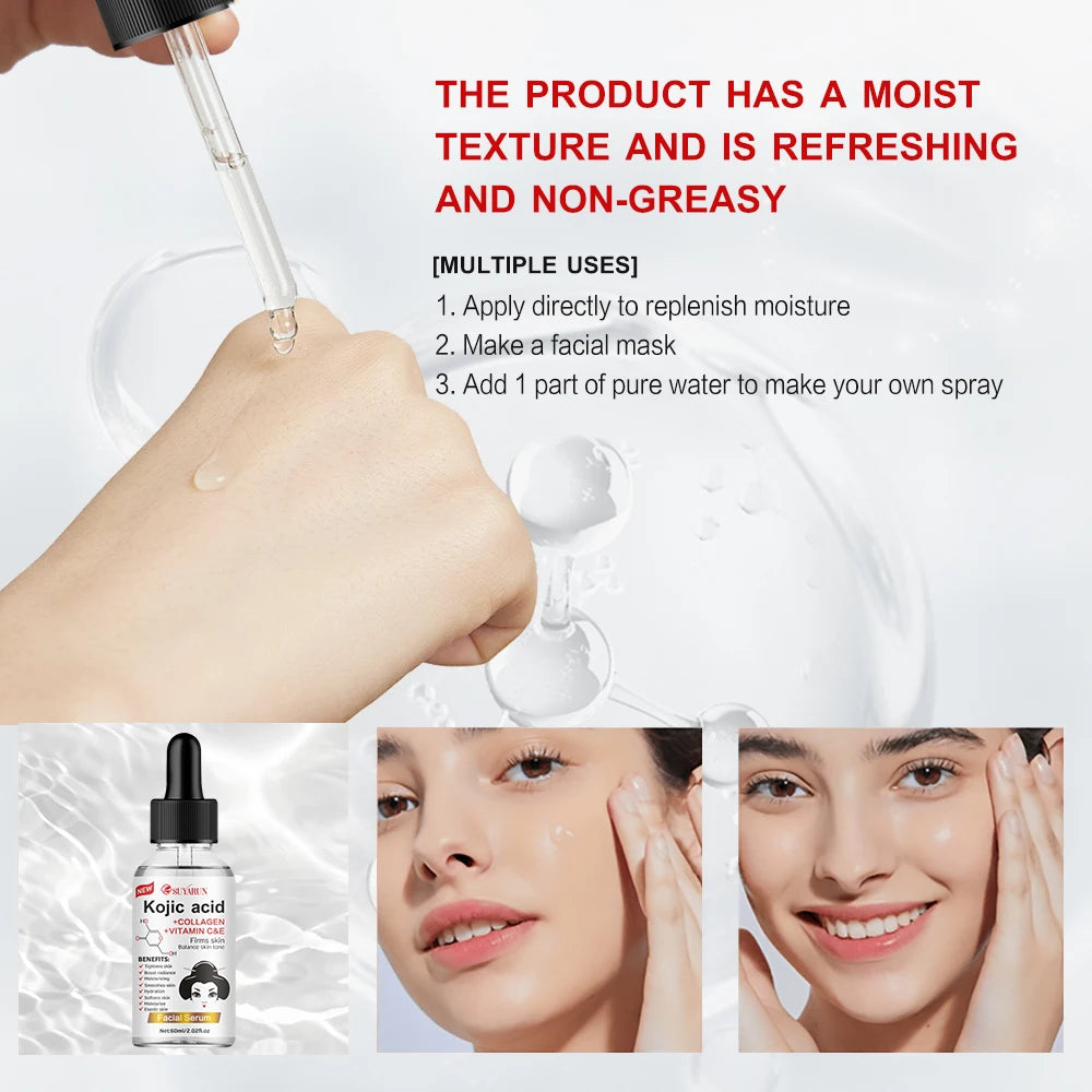 SUYARUN Propolis VITAMIN E & Kojic Acid Face Serum - Brightening Anti-Aging Treatment, Fades Dark Spots, Evens Skin Tone.