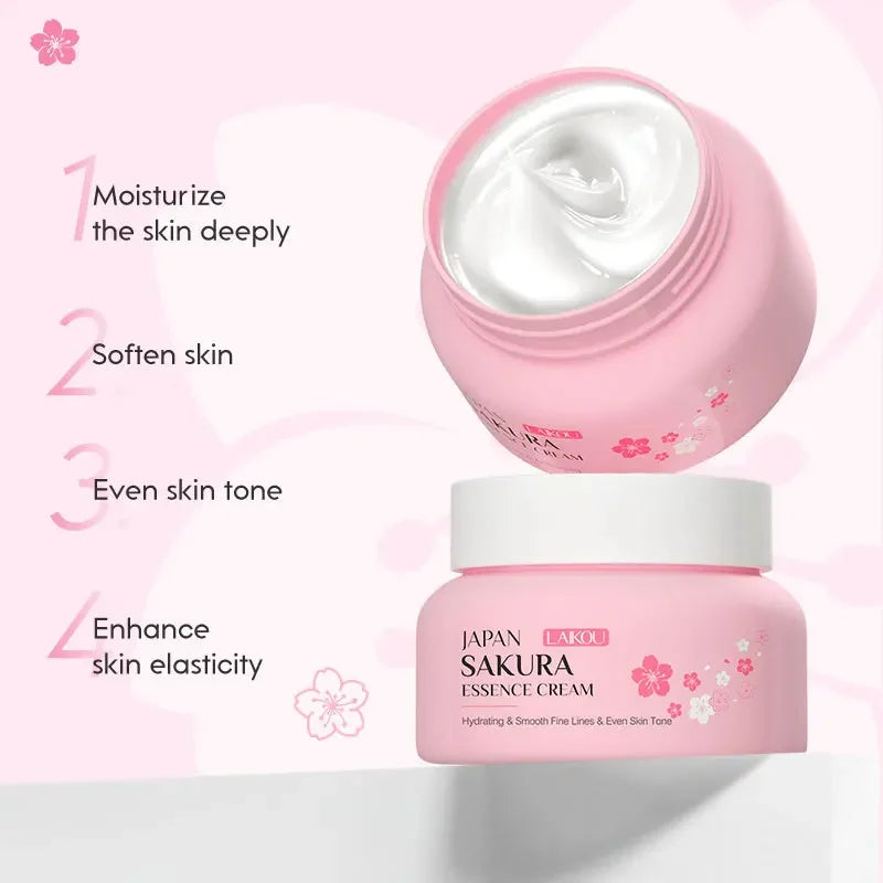 LAIKOU Japan Sakura Essence Cream Cherry Blossom Facial Cream Moisturizing Brighten Skin Care 60g