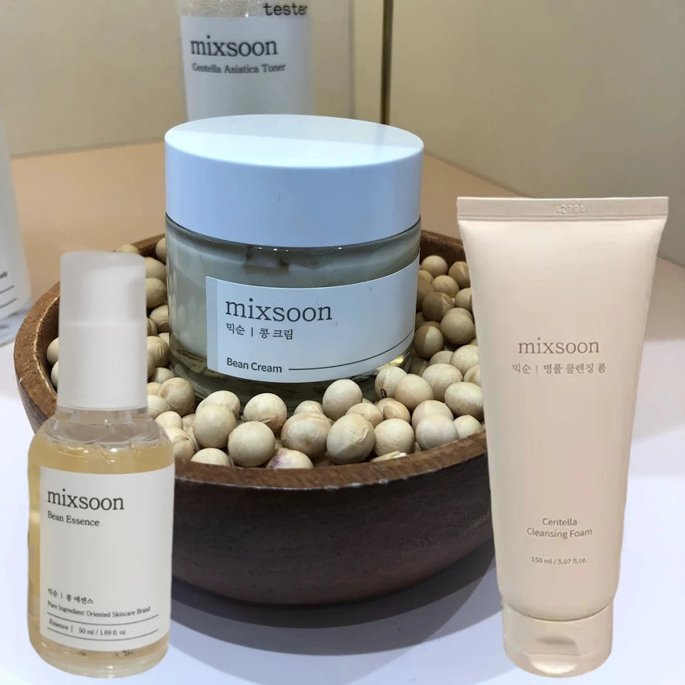 Korean Mixsoon Skin Care - Soybean Essence, Centella Asiatica Facial Cleanser, Soy Fermented Cream, Exfoliating, Repair Damage