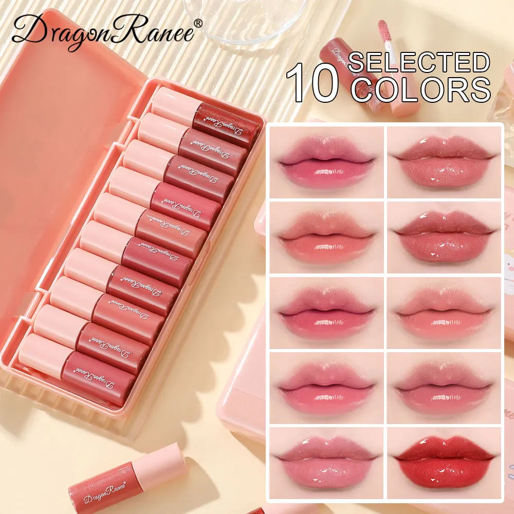set Shimmering Lip Glosses, Easy to Apply, Lip Glaze, Lipstick, Non-Stick Cup, Non-Fading