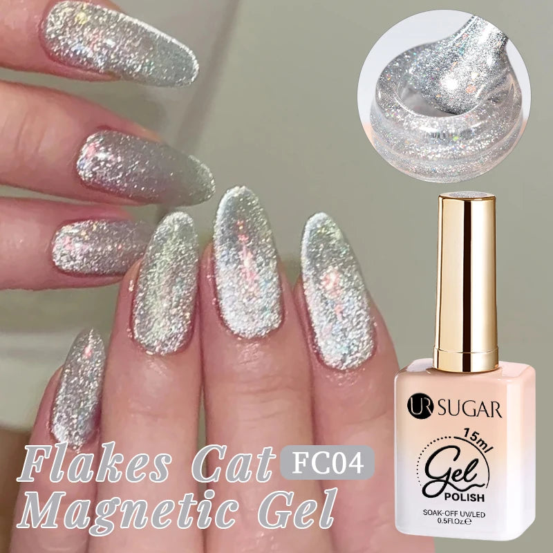 UR SUGAR 15ml Jelly Pink Cat Magnetic Gel Nail Polish Glitter ICE Soak Off Ceramic UV Gel